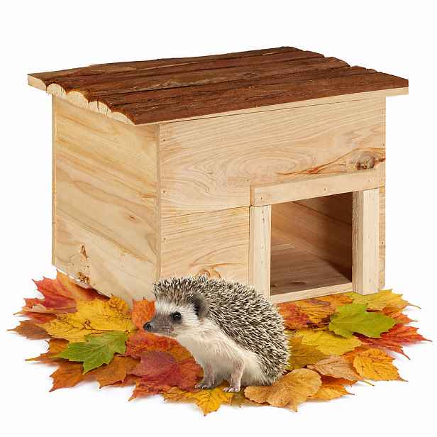 Relaxdays DOMEK Přírodní pro ježka jedlové dřevo 22,5x32x27 cm