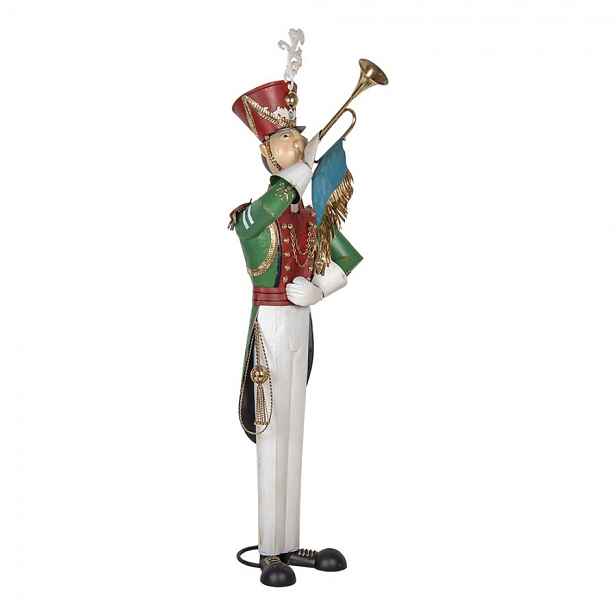 Veliká kovová socha Louskáček Nutcracker s trubkou - 65*71*218 cm Clayre & Eef