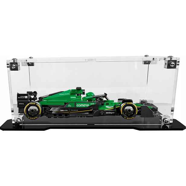 Vitrína s černou základnou pro stavebnici Lego 77245 Formule F1 Aston Martin