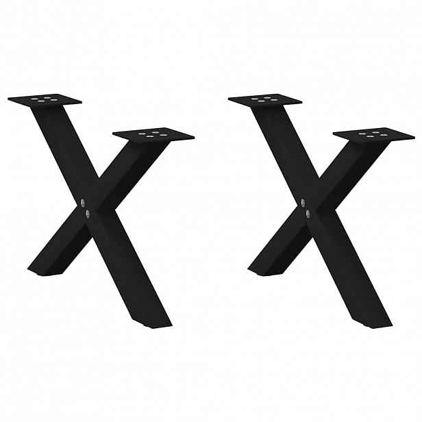 vidaXL Nohy konferenčního stolku ve tvaru X, 2 ks, černé, 60 x (30-31) cm, ocel