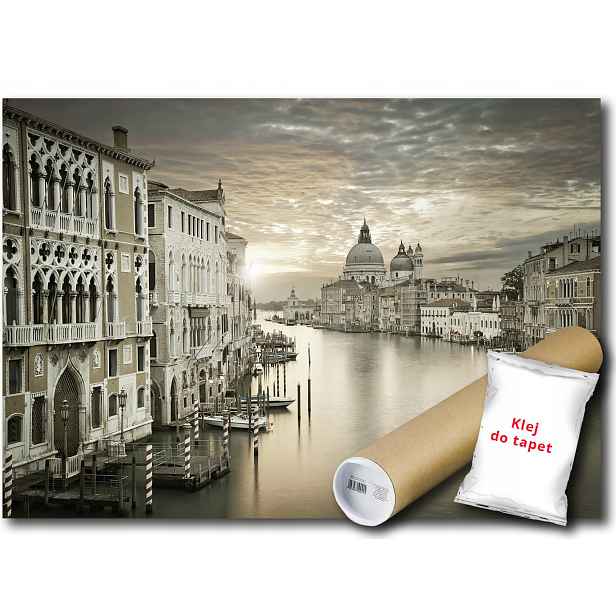 Vinylová Fototapeta Město Pohled Na Benátky Grand Canal Sepia Vintage 152x104