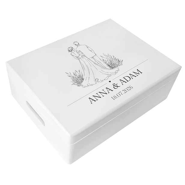 Personalizovaná krabička svatební bílá 40x30 cm s potiskem Uv spousta vzorů