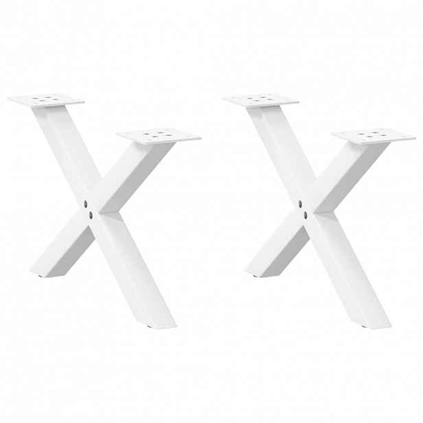 vidaXL Nohy konferenčního stolku ve tvaru X, 2 ks, bílé, 60 x (30-31) cm, ocel