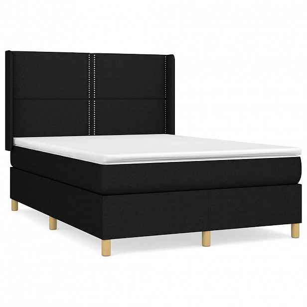 vidaXL Box spring postel s matrací černá 140 x 190 cm textil