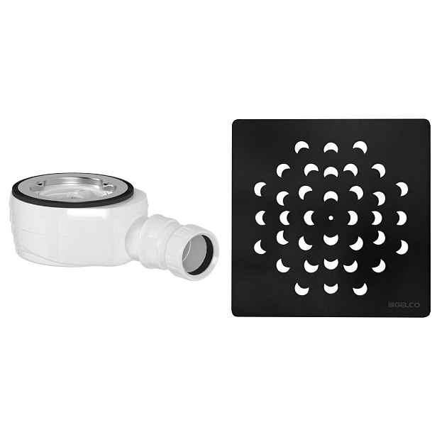 Gelco Vaničkový sifon, průměr otvoru 90 mm, DN40, krytka černá