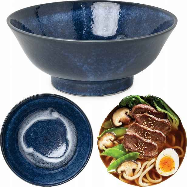 Keramická miska Modrá miska na polévku Ramen Izayoi 22 cm Edo Japan