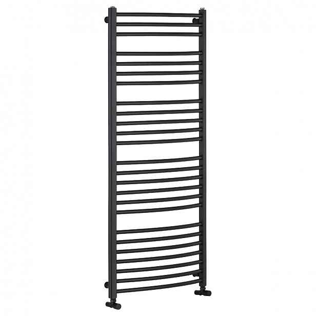 Koupelnový radiátor Stefano - boční připojení - 677W - černá matná - 1210x650 mm