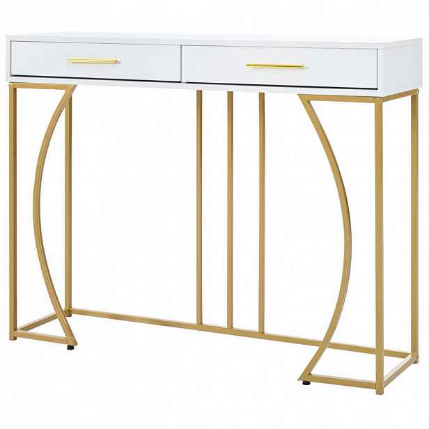 OKWISH KONZOLOVÝ stolek 110/32/85 cm bílý z MDF a kovu se zásuvkou a nastavitelnými nohami