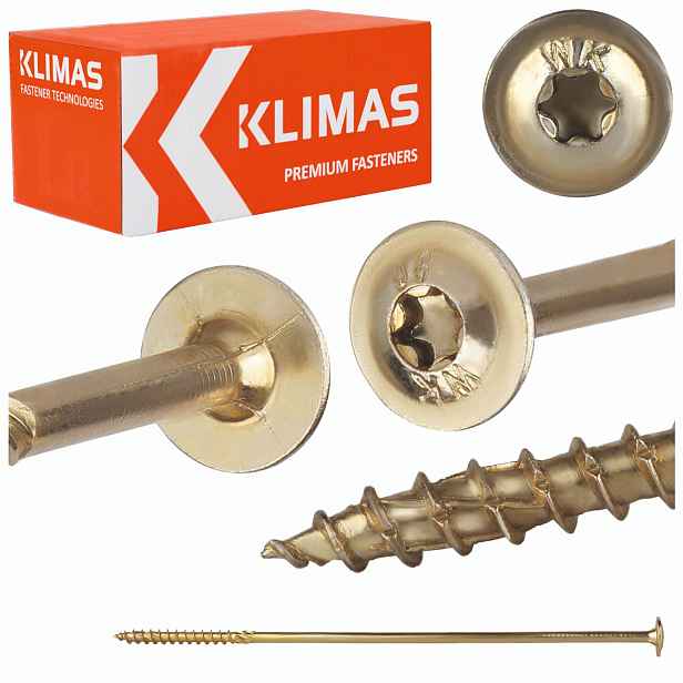 Tesařské vruty Torx 10x340 mm 25 ks talířové na dřevo Klimas Wkcp