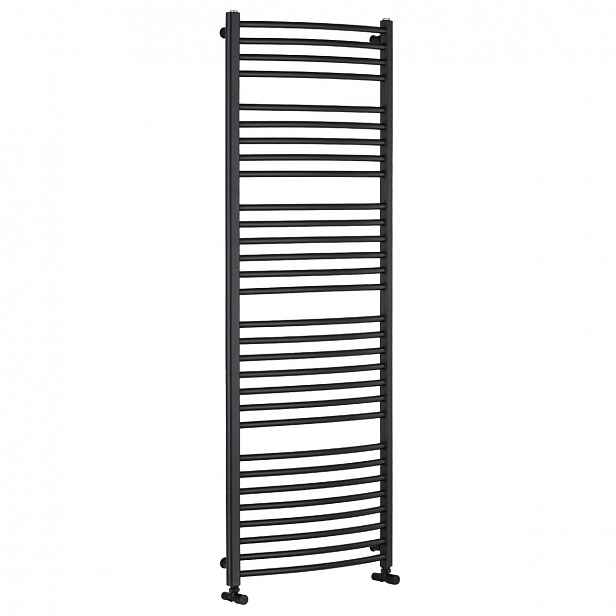 Koupelnový radiátor Stefano - boční připojení - 943W - černá matná - 1710x650 mm