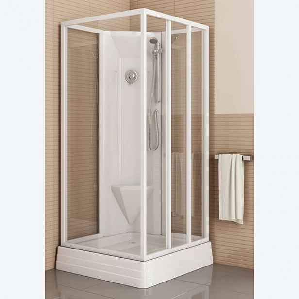 Ravak Supernova - Sprchový box 80x80 cm, s vaničkou a příslušenstvím, bílá/čiré sklo 83644112Z1