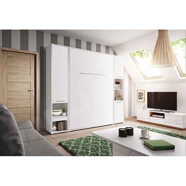 Sklápěcí postel se skříňkami 120x200 CELENA 3 - bílá