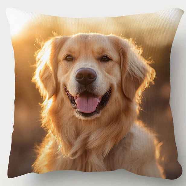 TEMU 1ks Golden Retriever Dog Pillowcase 45.72x45.72cm - Měkká a hladká polyesterová fleece tkanina, jednosměrný tiskový , vložka do polštáře není