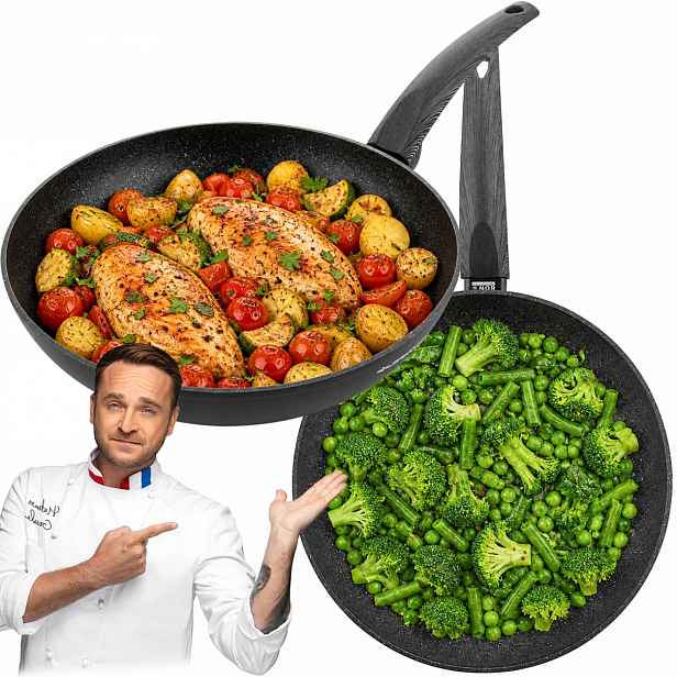 Tradiční Pánev hliníková hluboká Non-Stick mramorová 28 cm indukční