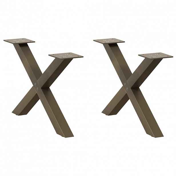 vidaXL Nohy konferenčního stolku ve tvaru X, 2 ks, přírodní ocel, 60 x (30-31) cm, ocel