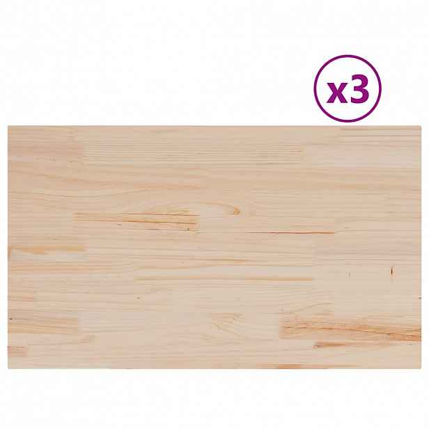 vidaXL Stolní desky 3 ks 80x47x2,5 cm obdélníkové masivní borové dřevo