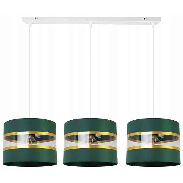 Závěsná Stropní Lampa S Trojitým Lustrem Glamour, Zlaté Pruhy, Stínítko