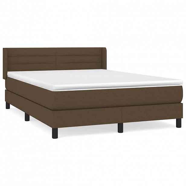 vidaXL Box spring postel s matrací tmavě hnědá 140x190 cm textil