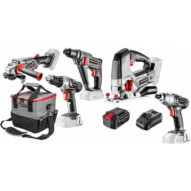Graphite 4AH Sada Elektronářadí Energy+ 18V Vrtačka/šroubovák, Přímočará Pila, Taška