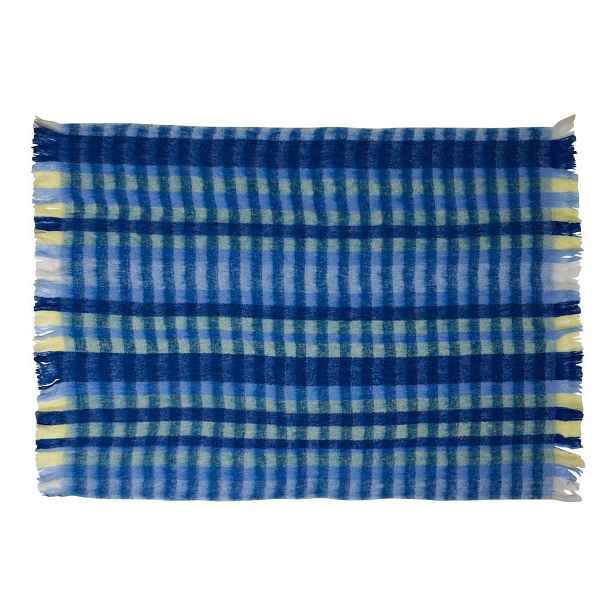 Modrá deka s příměsí vlny 140x200 cm Loom – Hübsch