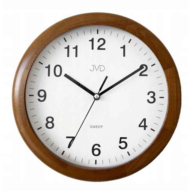 Hnědé Dřevěné Rádiově Ovládané Tiché Nástěnné Hodiny Jvd NS19020.2 27 cm