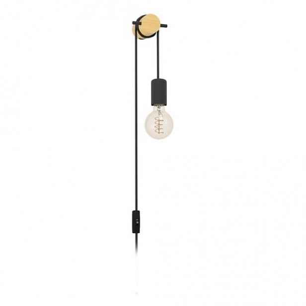 Eglo BUDDON nástěnná lampa hnědá, černá dřevo 43898