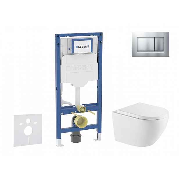 Geberit Duofix - Set předstěnové instalace, klozetu Oudee a sedátka softclose, tlačítko Sigma20, lakovaný chrom mat/chrom SANI11CA2112