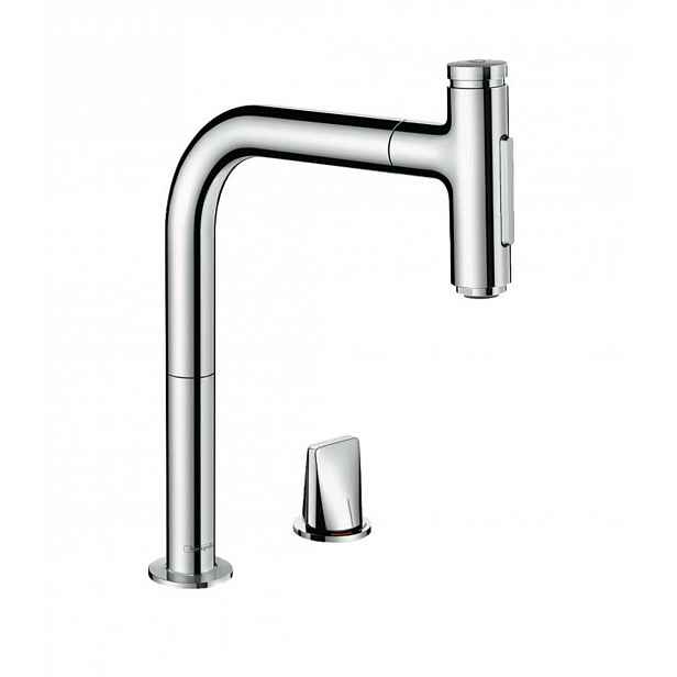 Hansgrohe M71 - Dřezová baterie Metris Select s výsuvnou sprškou, 2-otvorová instalace, chrom 73819000