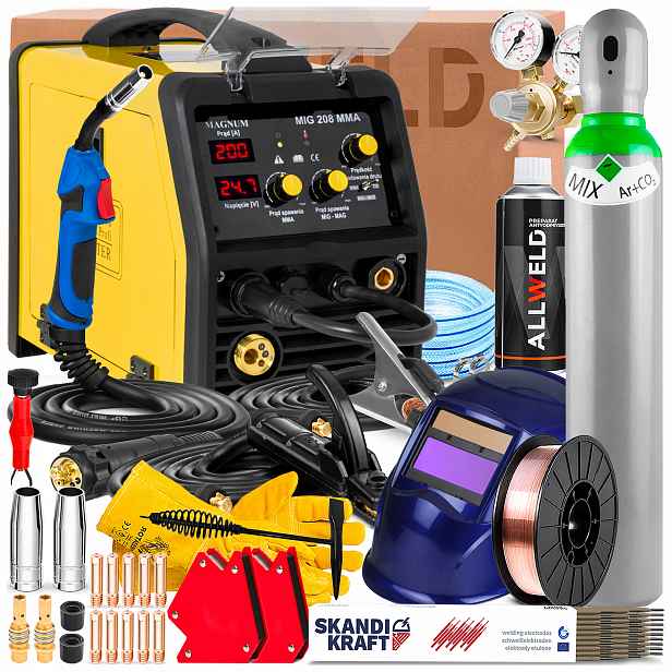 Svařovací Stroj Magnum Mig 208 Mma 230V 200A Mig Mag Mma Tig Lift Flux 2-VÁLCOVÝ