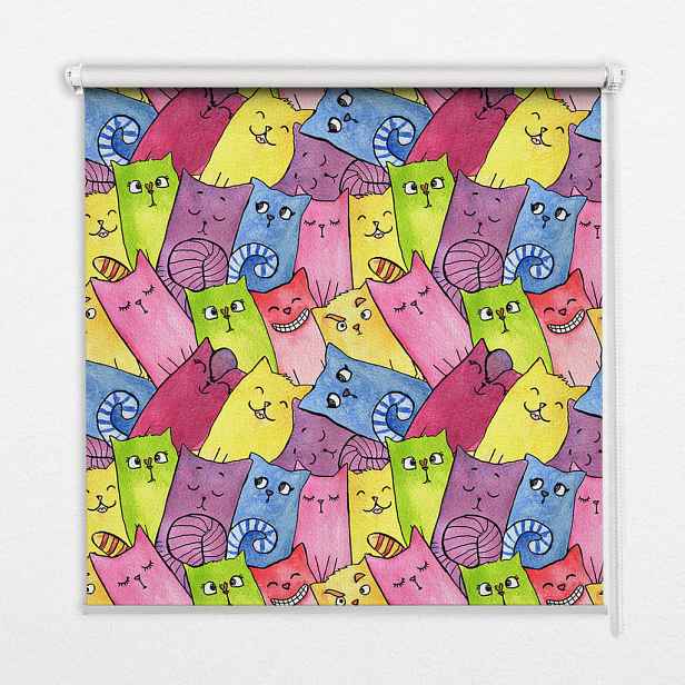 TULUP VNITŘNÍ roleta - okenní roleta - roleta - 60x140 cm - Barevné kočky