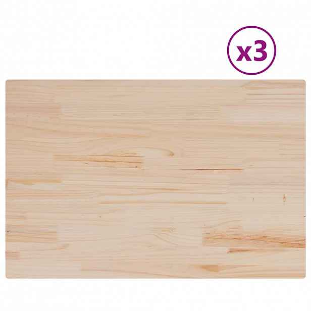 vidaXL Stolní desky 3 ks 80x53x2,5 cm obdélníkové masivní borové dřevo