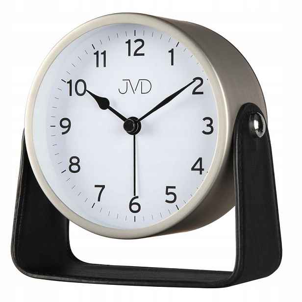 Velký Stříbrný Budík Jvd SRP2313 Tichý Mechanismus Nastavení Úhlu Kůže 12 cm