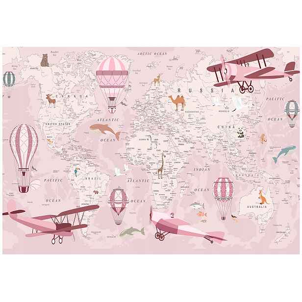 Fototapeta Pro Děti Mapa Světa Tapeta Do Dětského Pokoje 312x219
