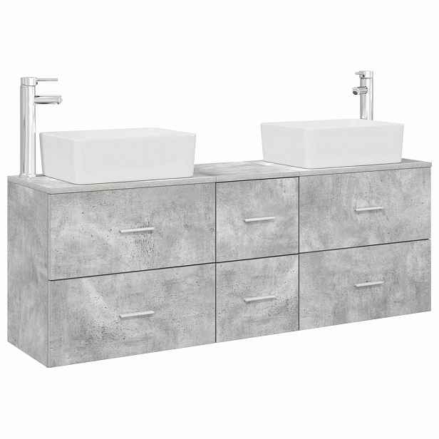 vidaXL Sada koupelnových skříněk 3 ks Betonově šedá 136 x 35 x 80 cm