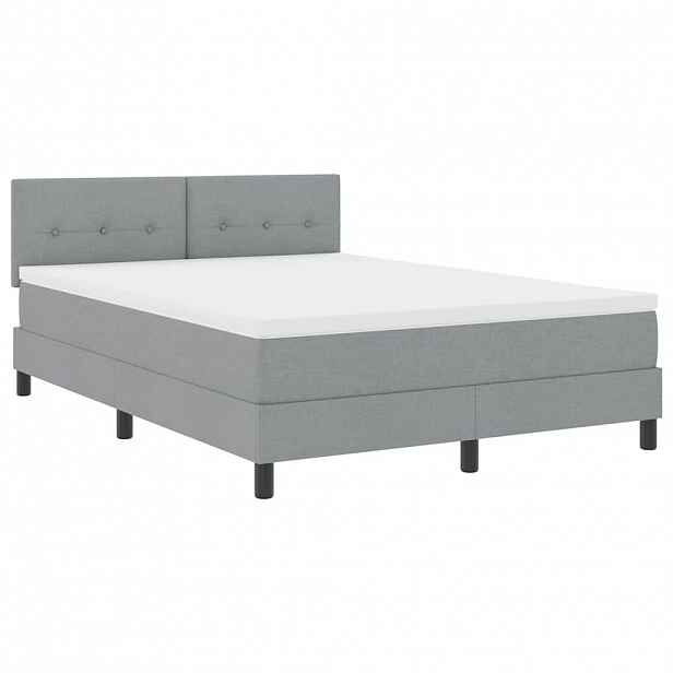 vidaXL Postel s boxspringem s čelo Světle šedá 140 x 190 cm textil