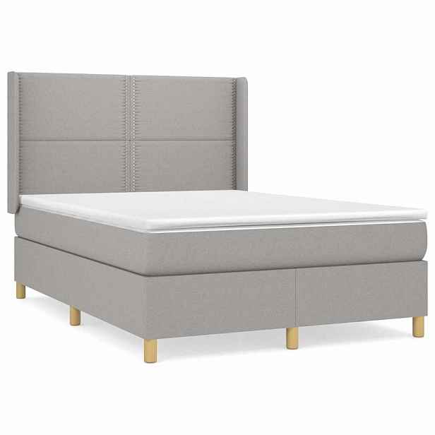 vidaXL Box spring postel s matrací světle šedá 140 x 200 cm textil