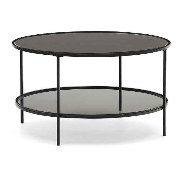 Černý kulatý konferenční stolek se skleněnou deskou ø 80 cm Gilda – Kave Home