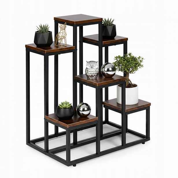 držák na květináč Stojící ModernHome Ocelový 6 Polic Industriální styl