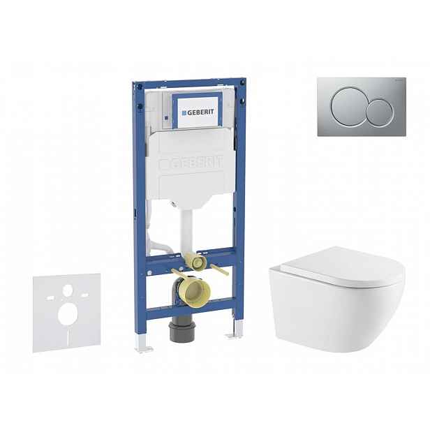 Geberit Duofix - Set předstěnové instalace, klozetu Oudee a sedátka softclose, tlačítko Sigma01, lakovaný matný chrom SANI11CA2113