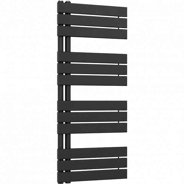Koupelnový radiátor Theo - L/P - asymetrické připojení 50mm - 575W - černá matná - 1200x500 mm