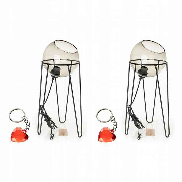 Tk Lighting Sada 2 x Noční stolní lampa Pobo Černá, kov E27