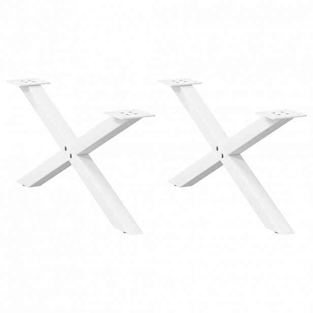 vidaXL Nohy konferenčního stolku ve tvaru X, 2 ks, bílé, 70 x (30-31) cm, ocel