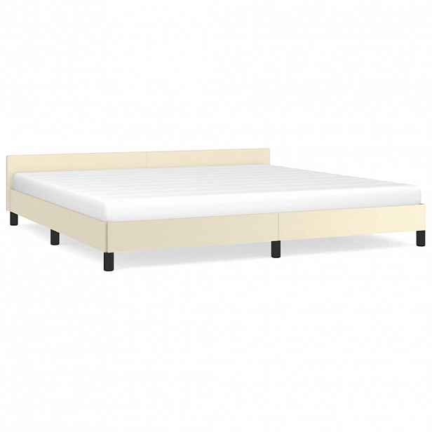 vidaXL Rám postele s čelem bez matrace krémový 200x200 cm
