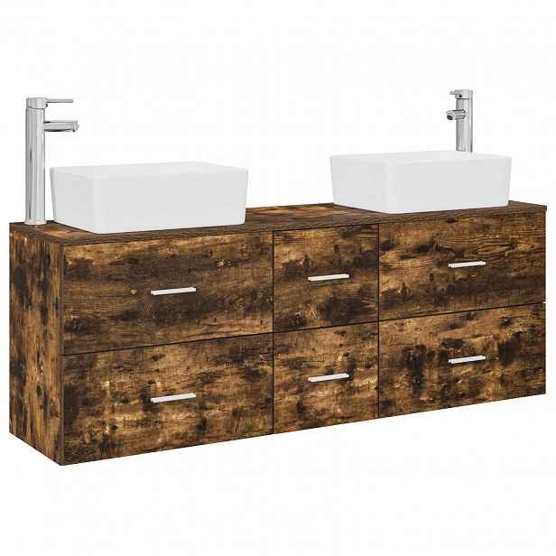vidaXL Sada koupelnových skříněk 3 ks Kouřový dub 136 x 35 x 80 cm