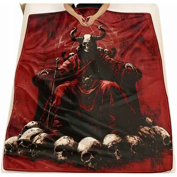 Koc Baphomet Okultyzm Lebky Pentagram Satanismus Plyšová Deka 150x200