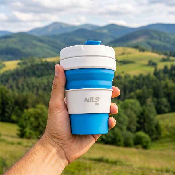 NC4103 MODRÝ SILIKONOVÝ SKLÁDACÍ HRNEK 475ML NILS CAMP