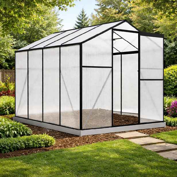 Skleník se základnou BestBerg BBGH-806B / 4,8 m² / 252 × 190 × 194 cm / černá