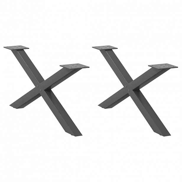vidaXL Nohy konferenčního stolku ve tvaru X, 2 ks, antracitové, 70 x (30-31) cm, ocel