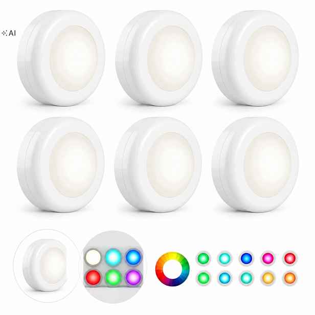 6 x bezdrátová Rgb Led lampička 1 x dálkový ovladač Osvětlení skříněk