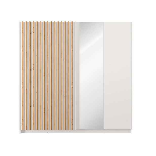 MASSENO ŠATNÍ SKŘÍŇ S POSUVNÝMI DVEŘMI MAREN, 200,2/198,5/55,4 cm 2dveřová se zrcadlem, bílá